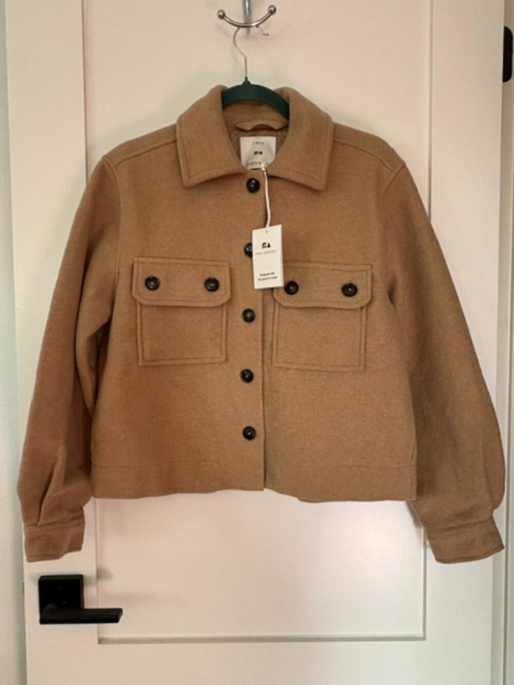 NWT Free Assembly Camel Cropped Wool Look Shacket Jacket XS